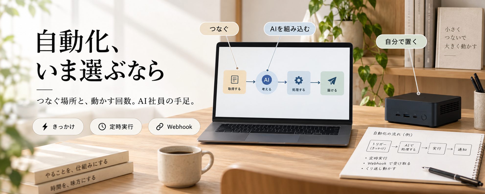 自動化、いま選ぶなら — AI社員の、手足。