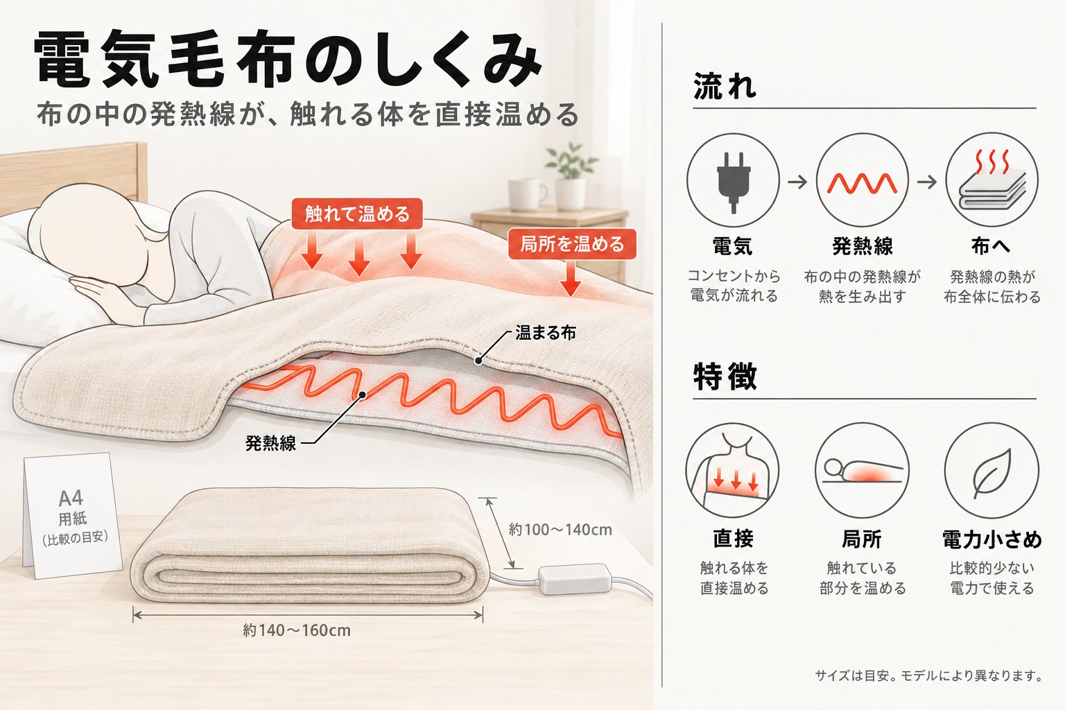 電気毛布（掛け・敷き）の仕組み