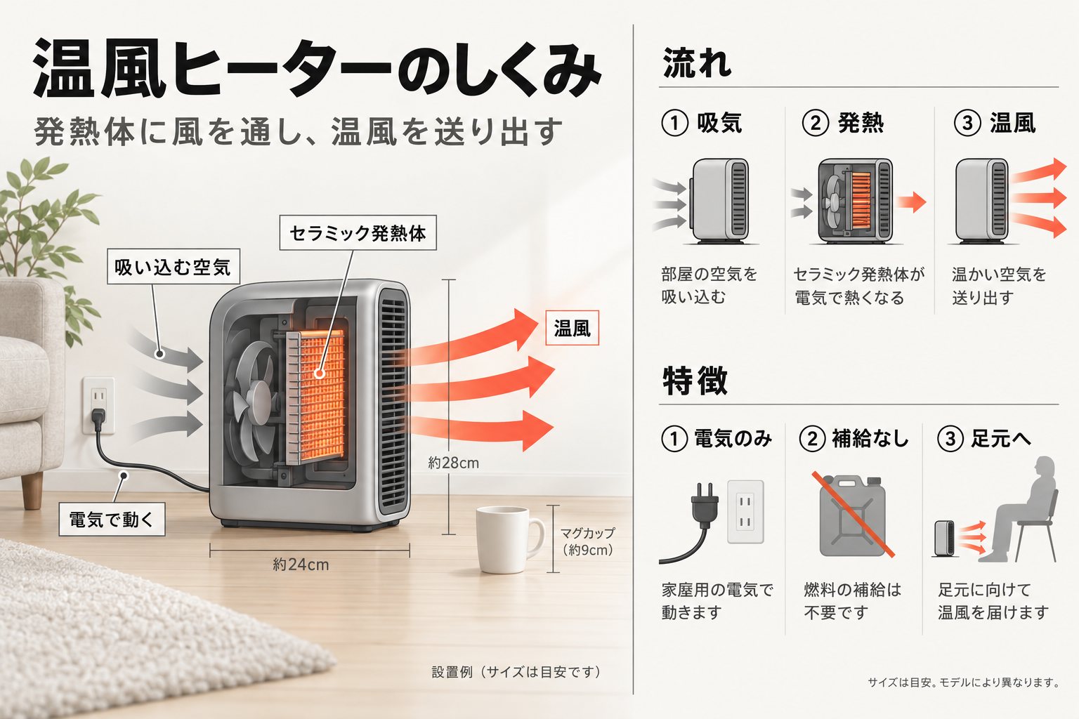 セラミックファンヒーターの仕組み
