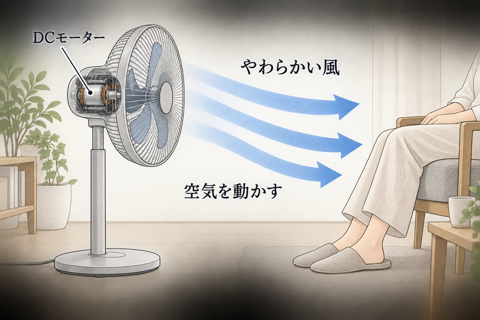 DC モーター扇風機の仕組み