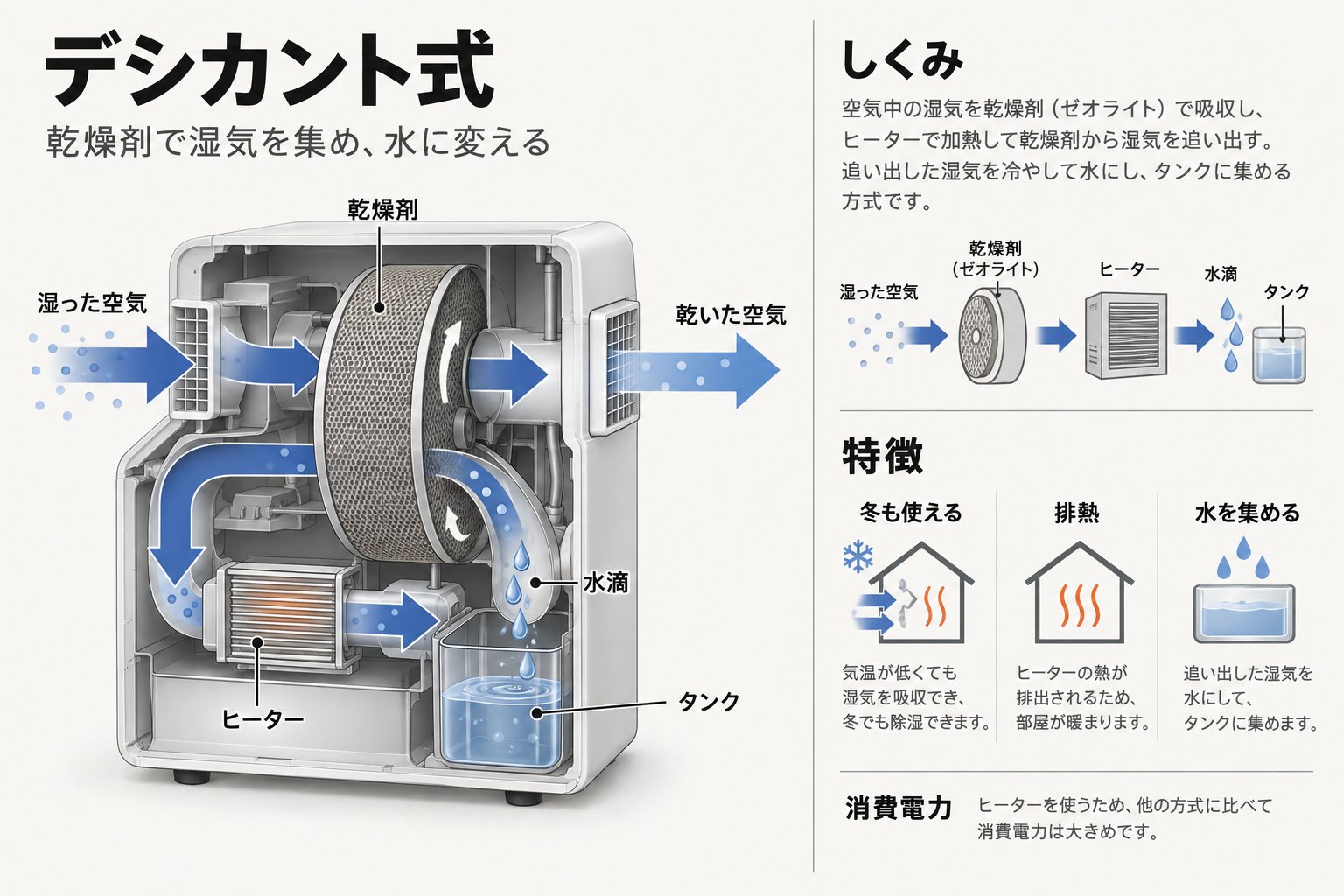 デシカント式（ゼオライト）の仕組み